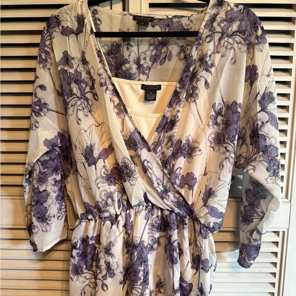 Nine Options Floral Shirt with built in Tank